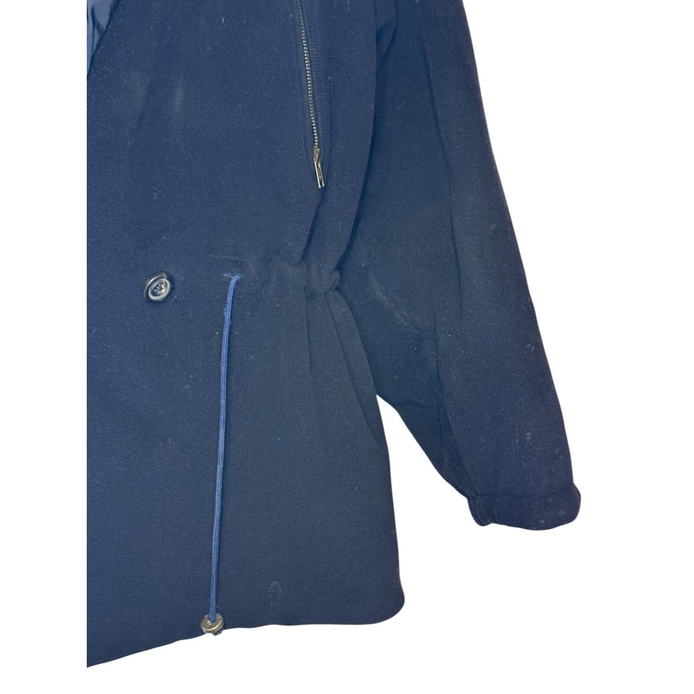 Saks Fifth Avenue X Sahza Women's Jacket Coat Vintage 100% Wool Navy 44/10 US - Picture 2 of 10